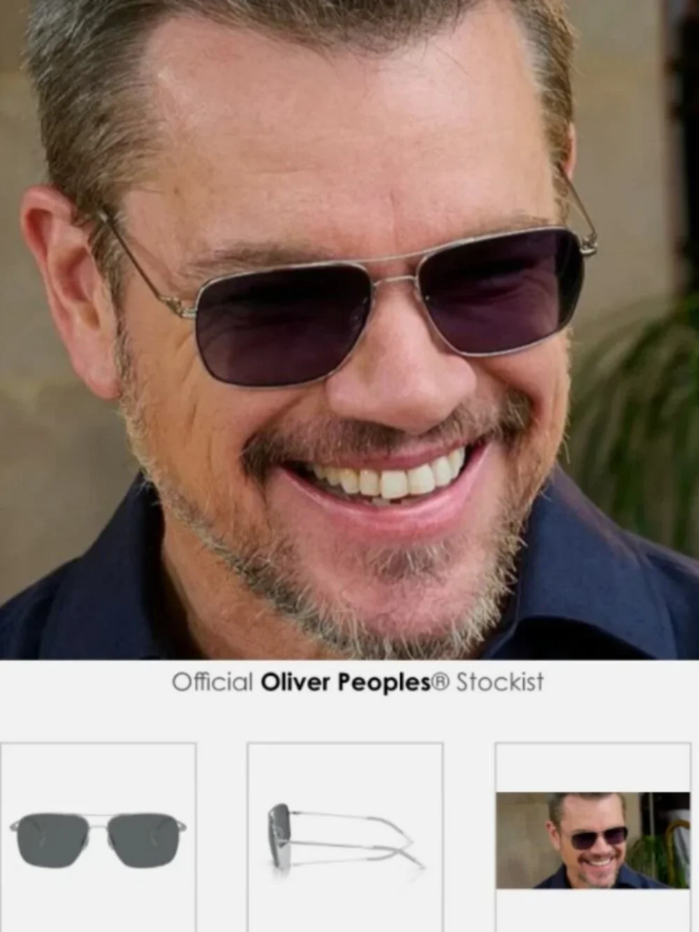 Clooney, Brosnan, Damon, Jon Bon Jovi's Fav~ OLIVER PEOPLES CLIFTON SUN MSRP$597
